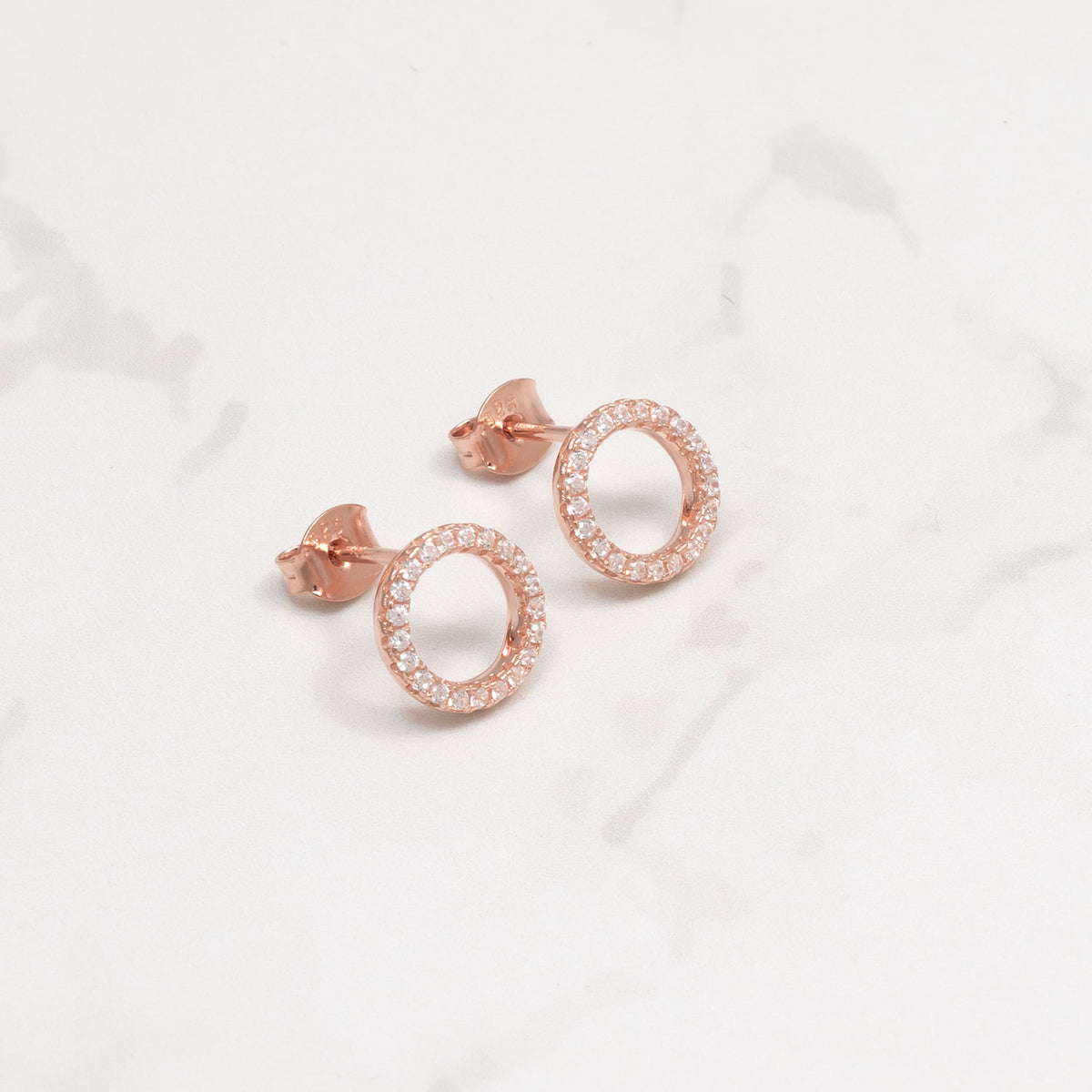 Rose Gold Vermeil Pavé Open Circle Stud Earring