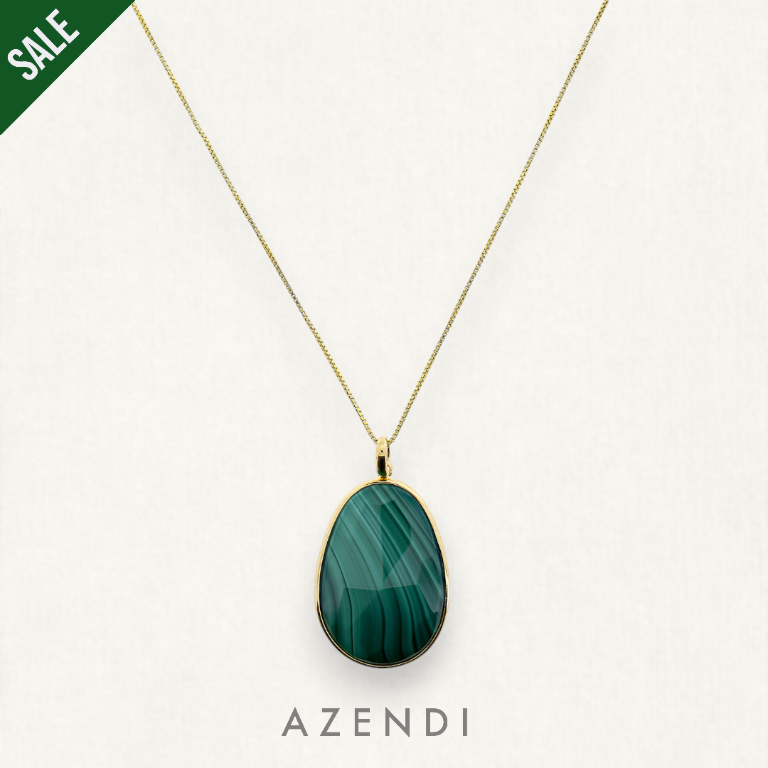 Yellow Gold Vermeil Malachite Pendant