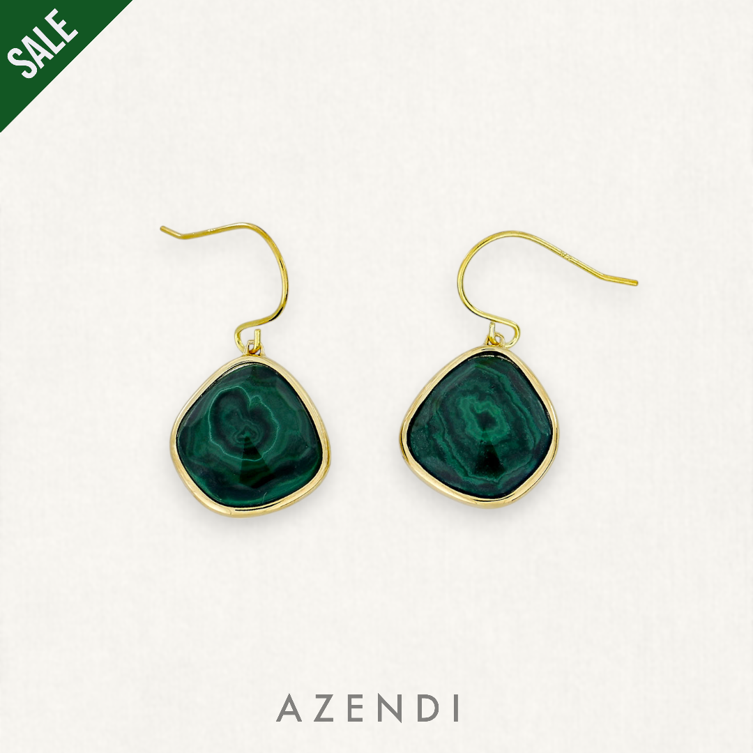 Yellow Gold Vermeil Malachite Drop Earrings