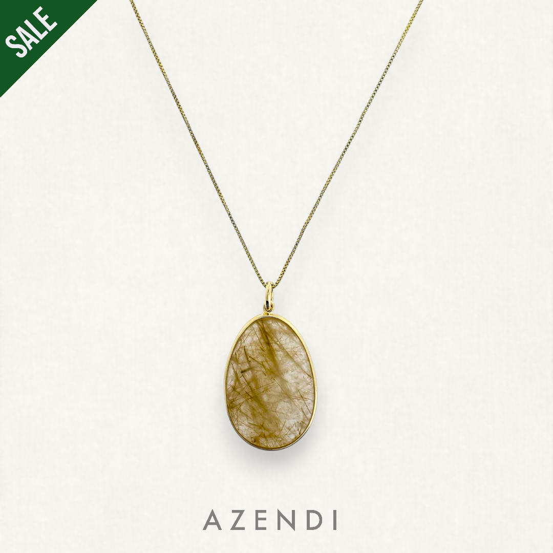 Golden Rutile &amp; Yellow Gold Vermeil Pendant