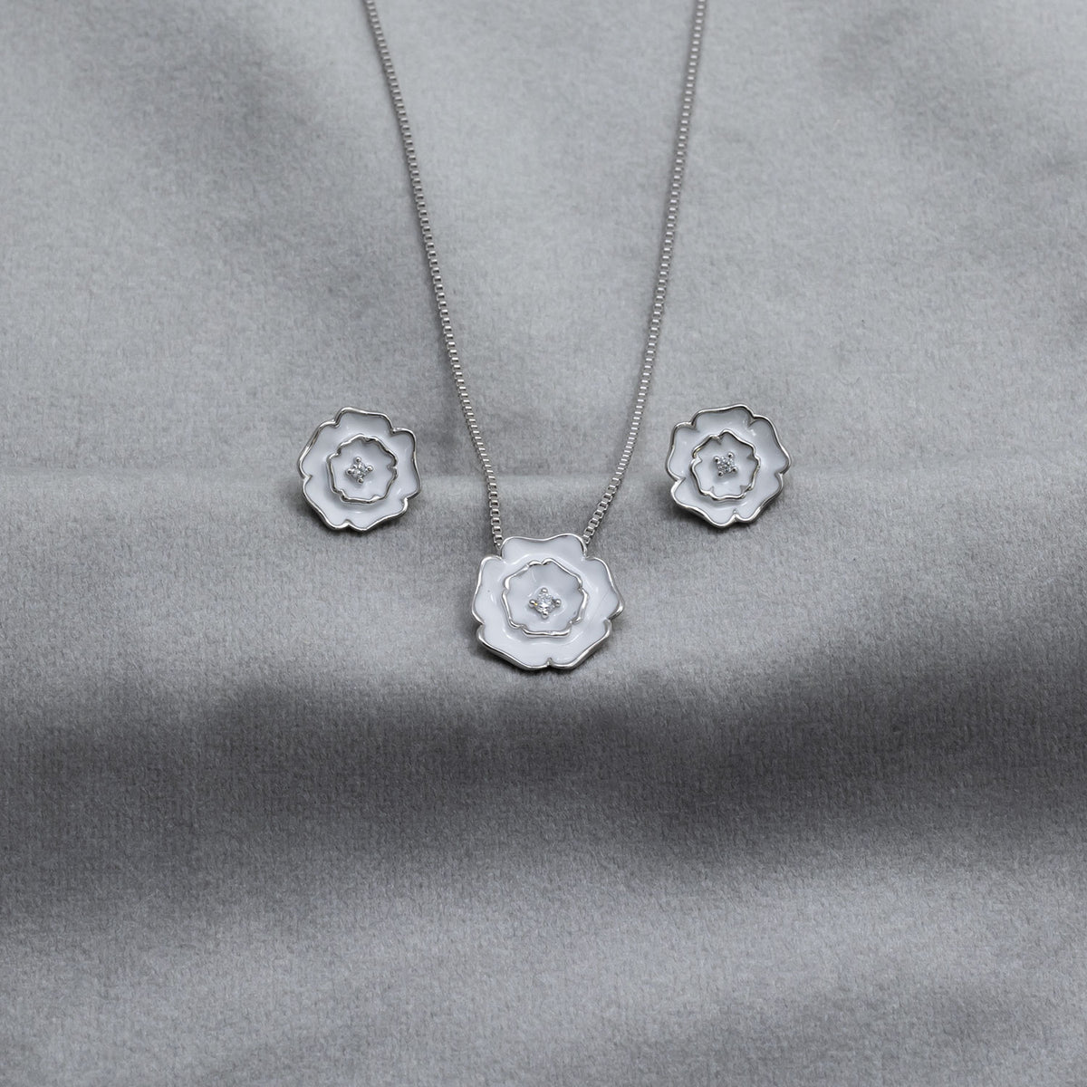 Sterling Silver Yorkshire Rose Earrings - Enamel