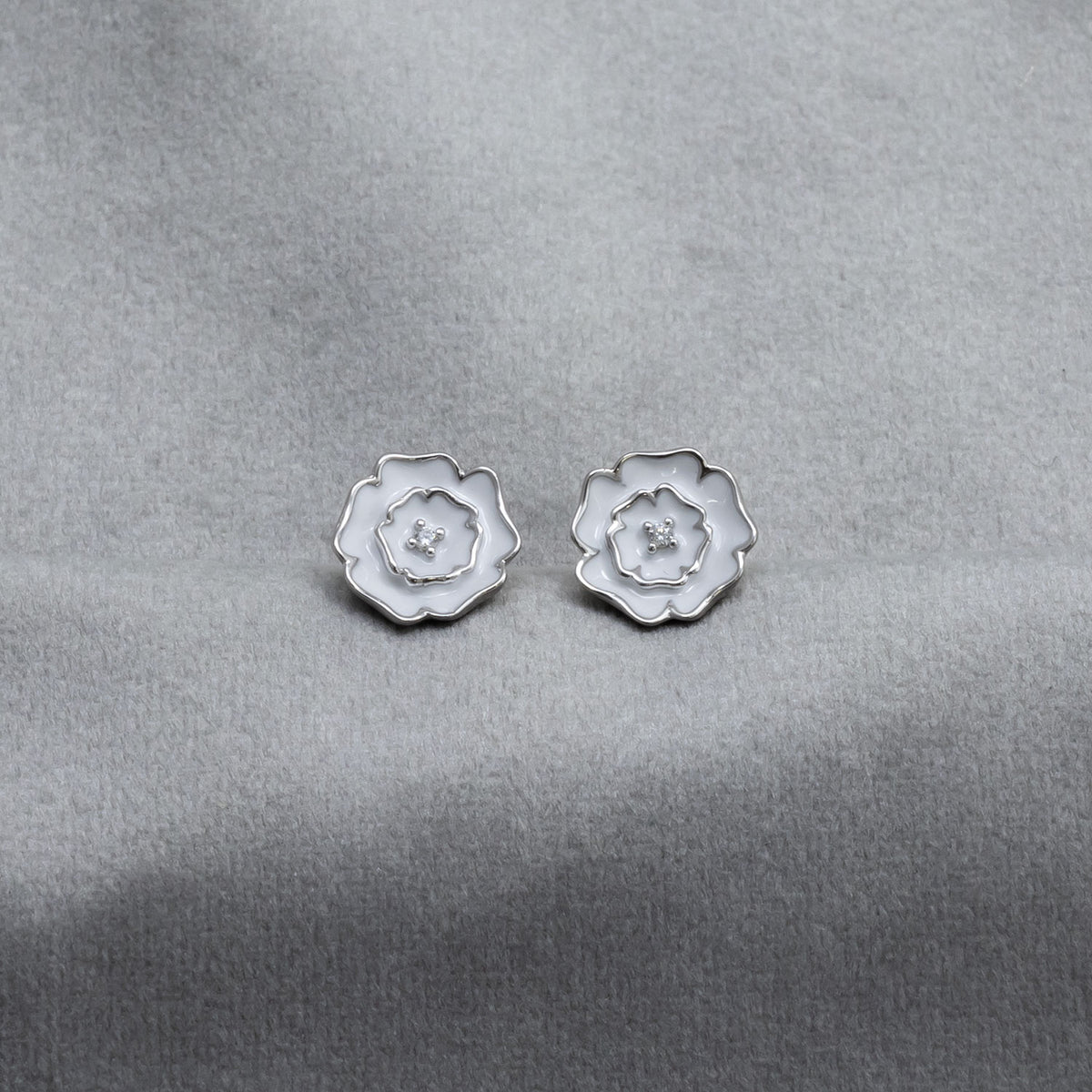 Sterling Silver Yorkshire Rose Earrings - Enamel