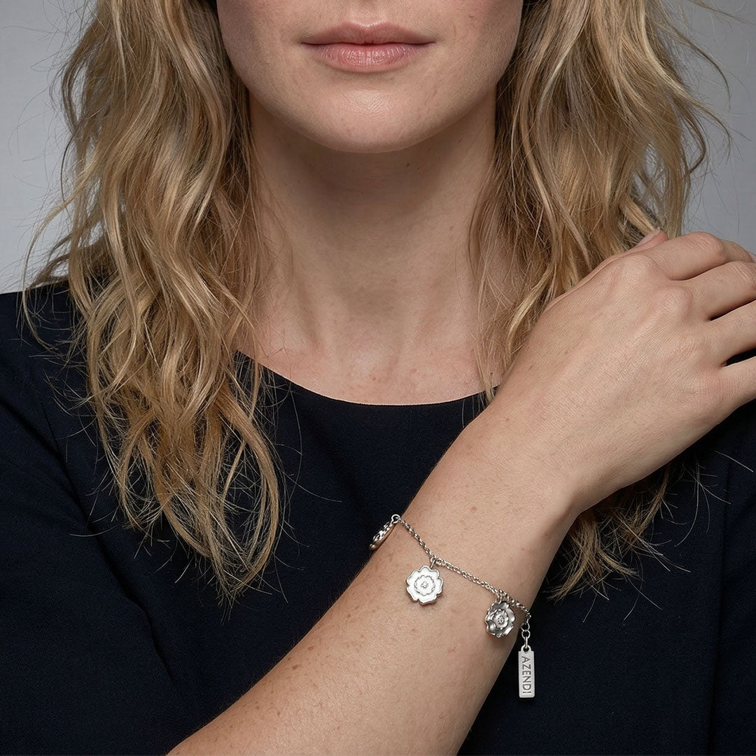 Sterling Silver Yorkshire Rose Bracelet - Enamel