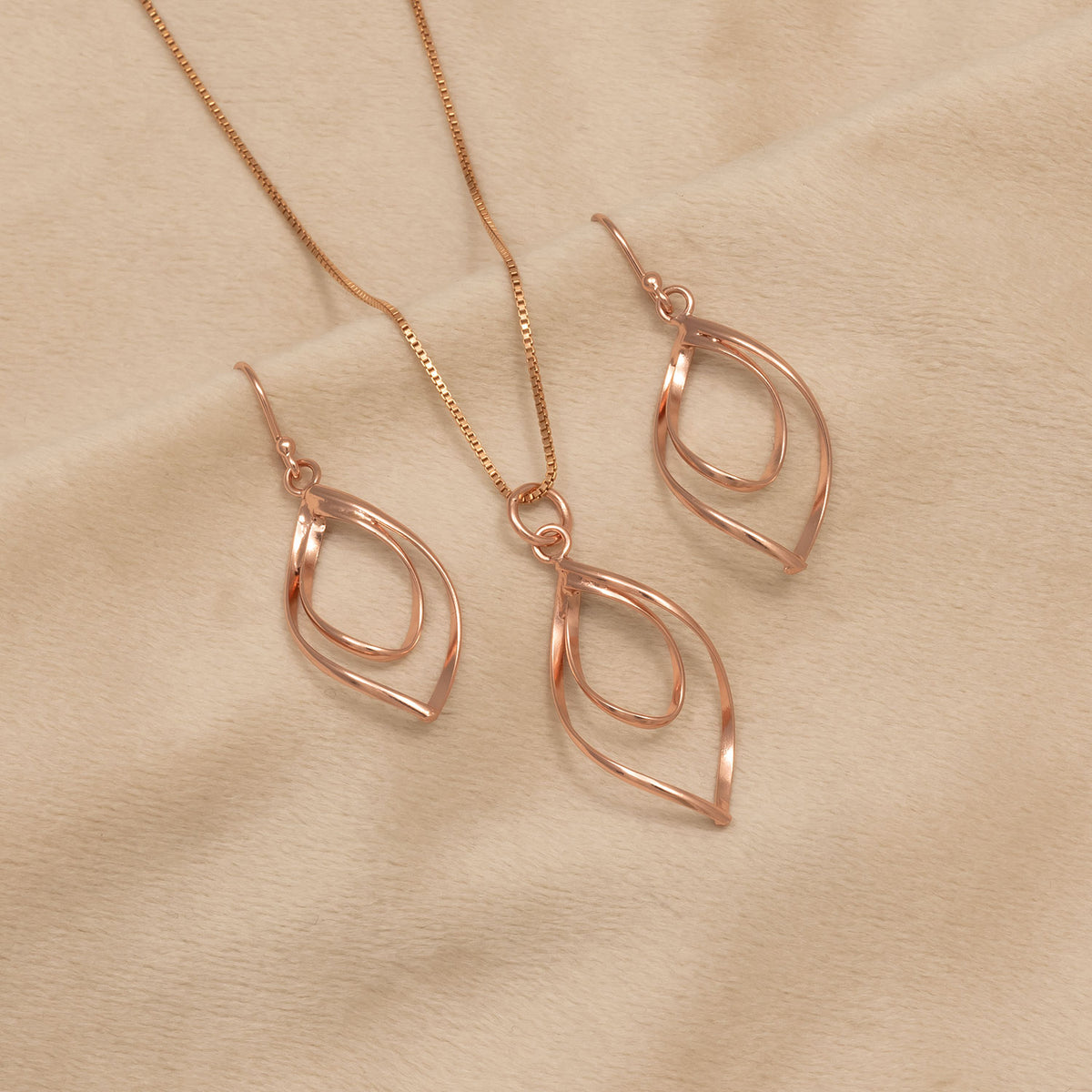 Spiral Loop Drop Earrings - Rose Gold Vermeil