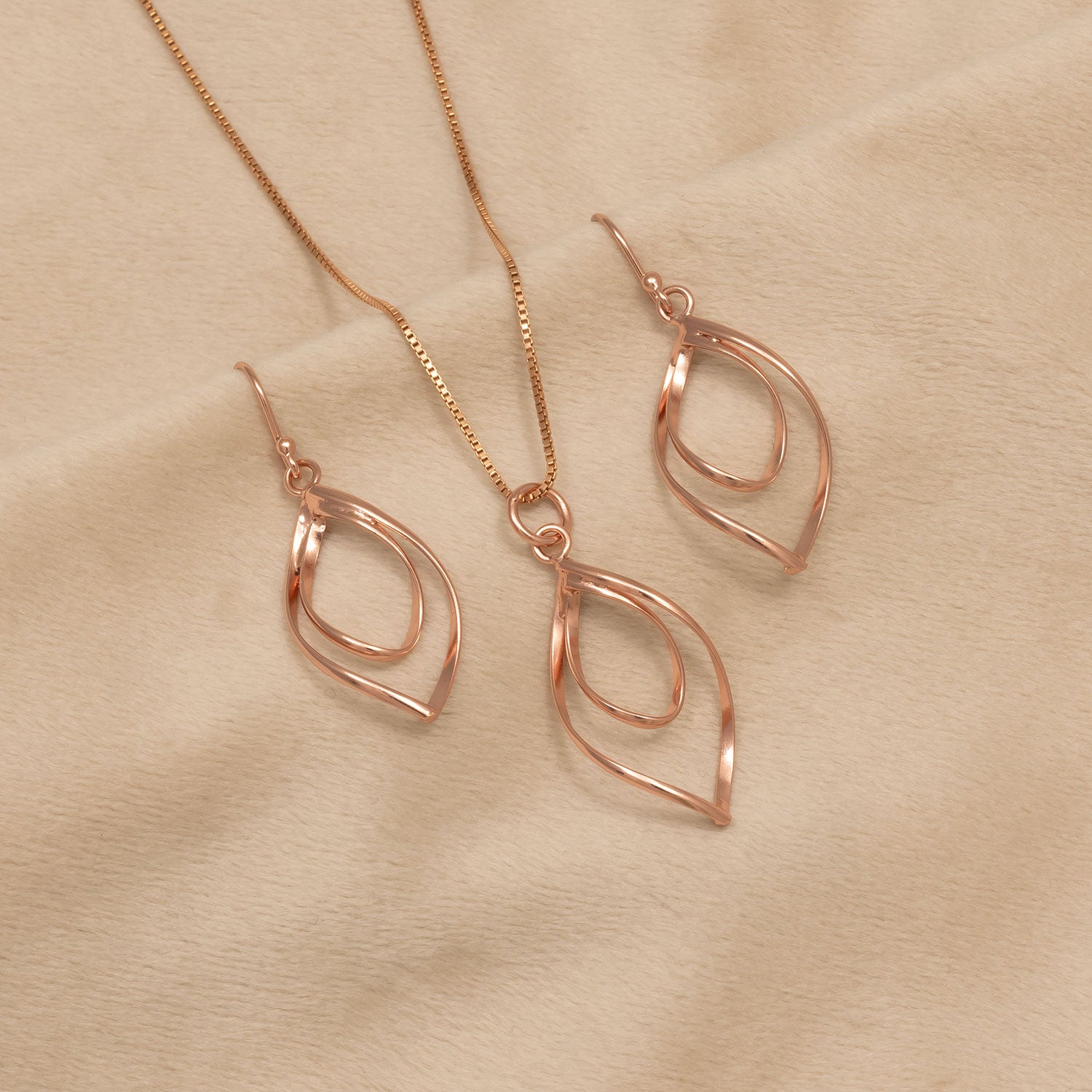 Spiral Loop Drop Earrings - Rose Gold Vermeil