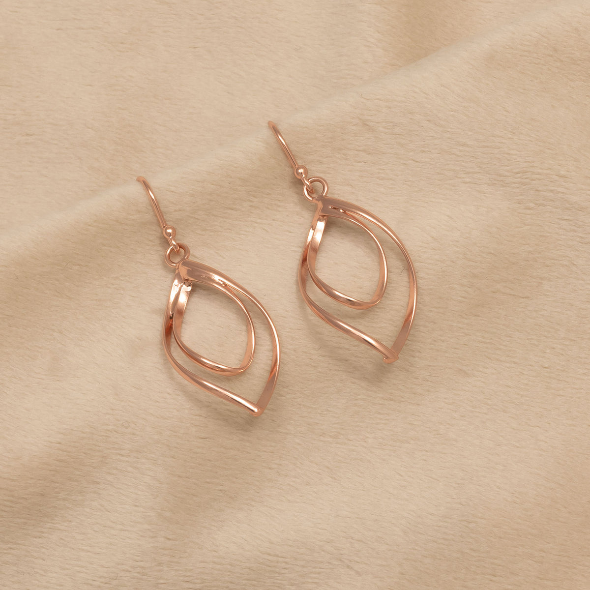 Spiral Loop Drop Earrings - Rose Gold Vermeil