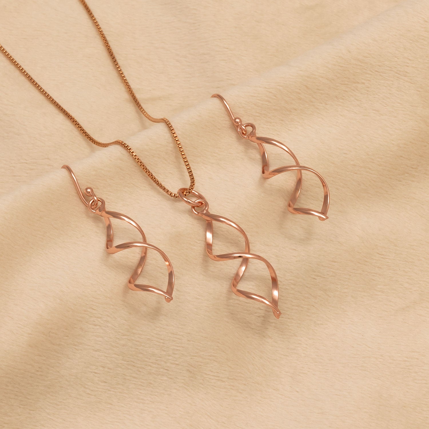 Longer Open Twist Earrings - Rose Vermeil