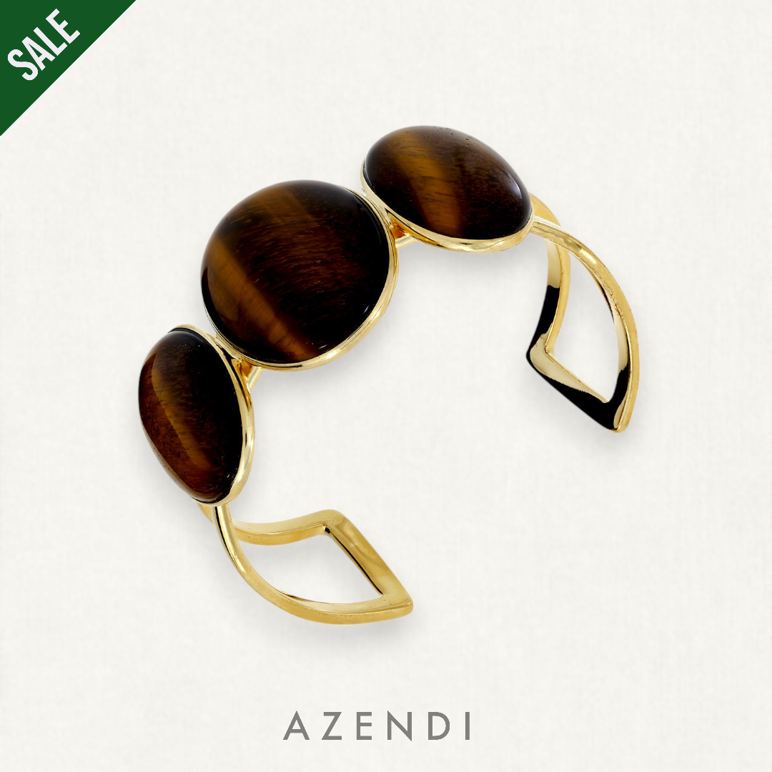 Yellow Gold Vermeil Tiger&#39;s Eye Avalon Statement Cuff