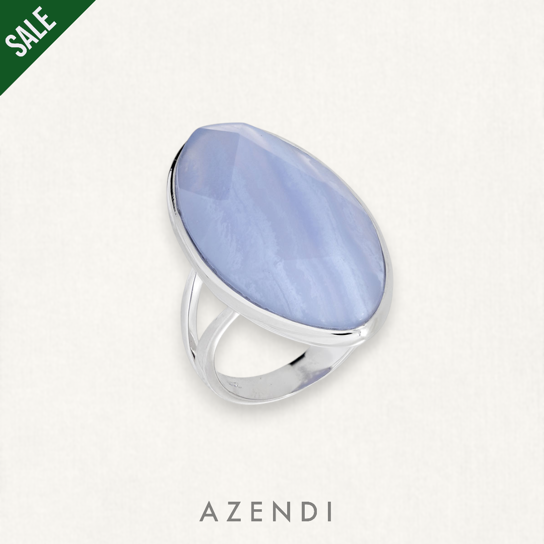 Blue Agate and Silver Stone Ring