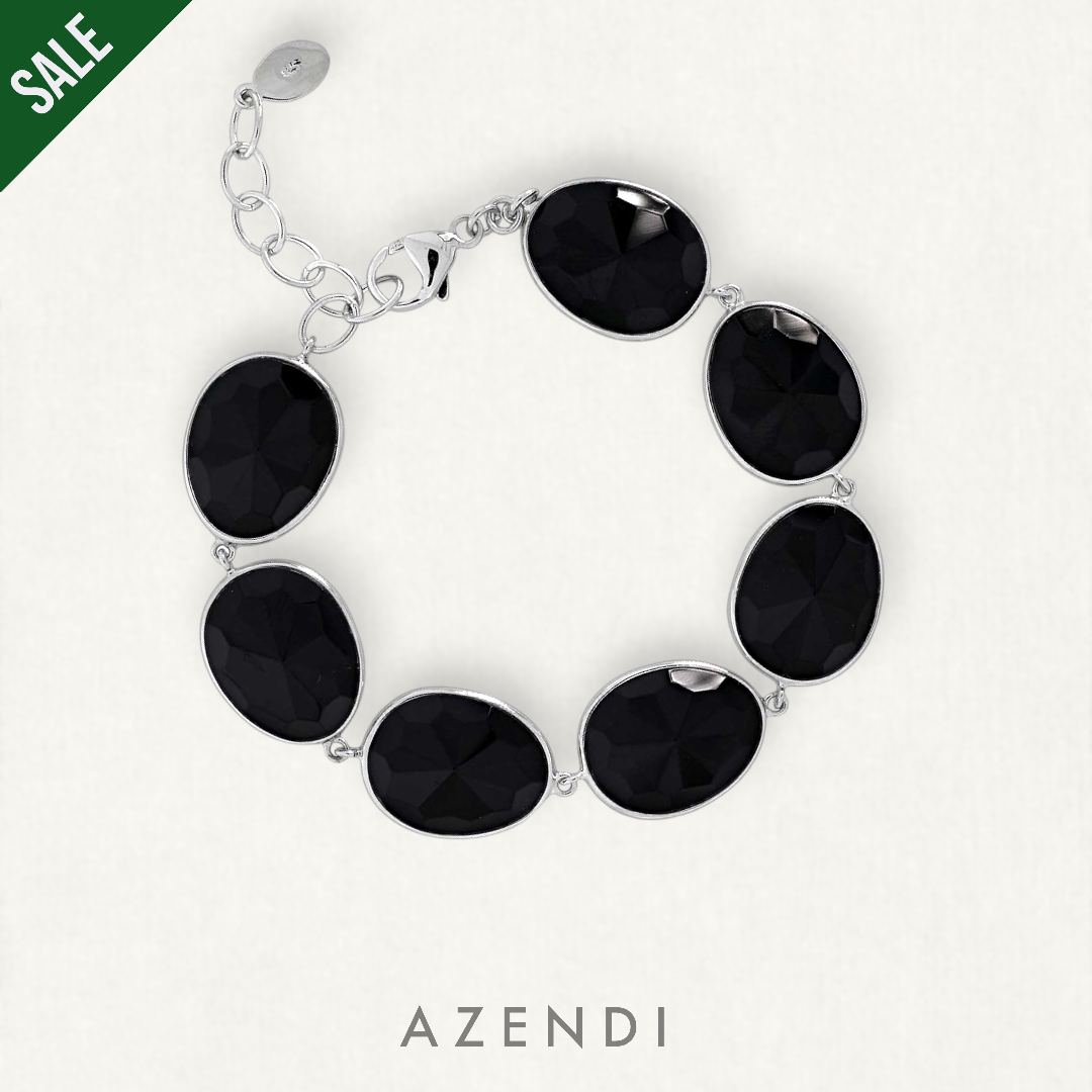 Black Agate and Silver Bracelet