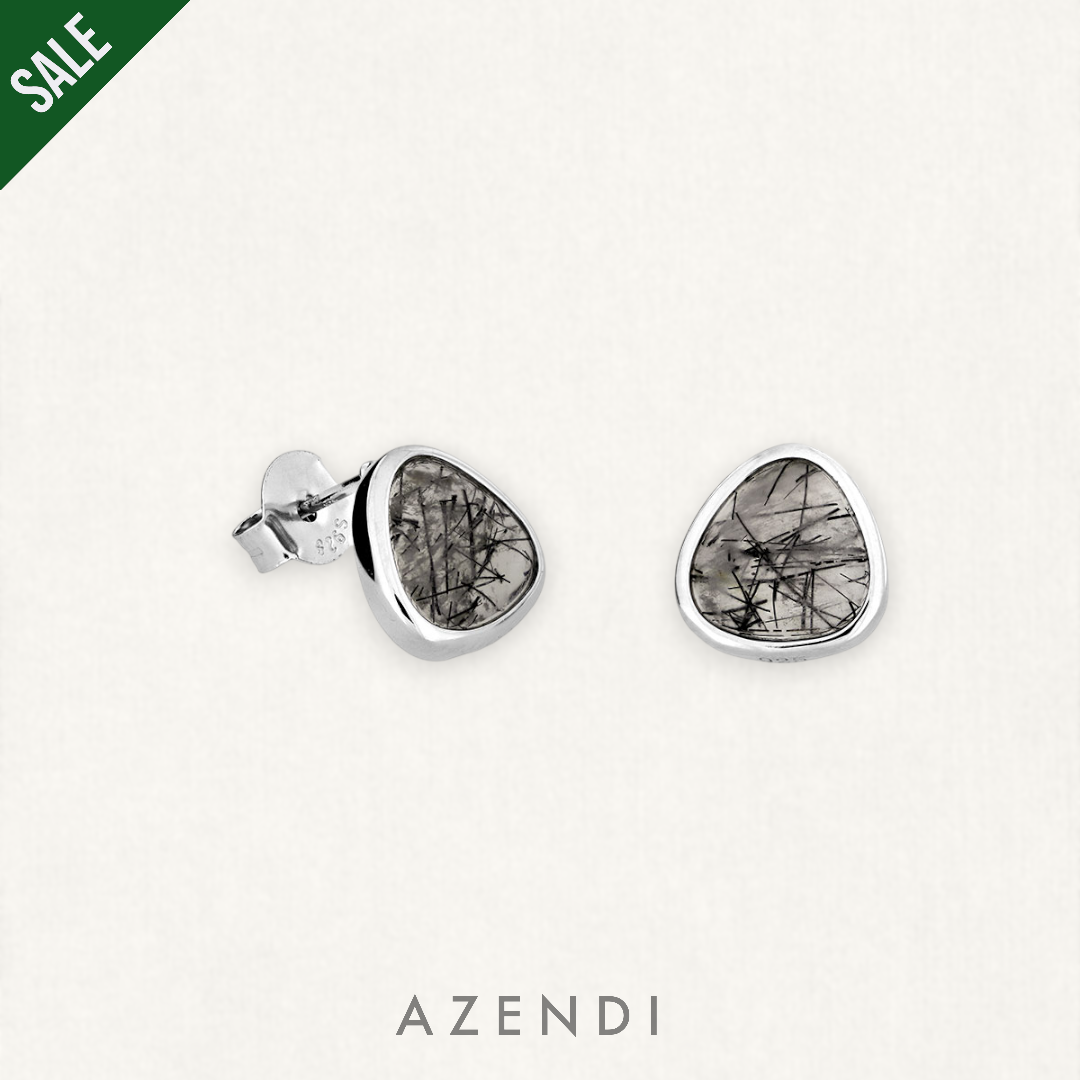 Silver &amp; Rutile Quartz Avalon Stud Earrings