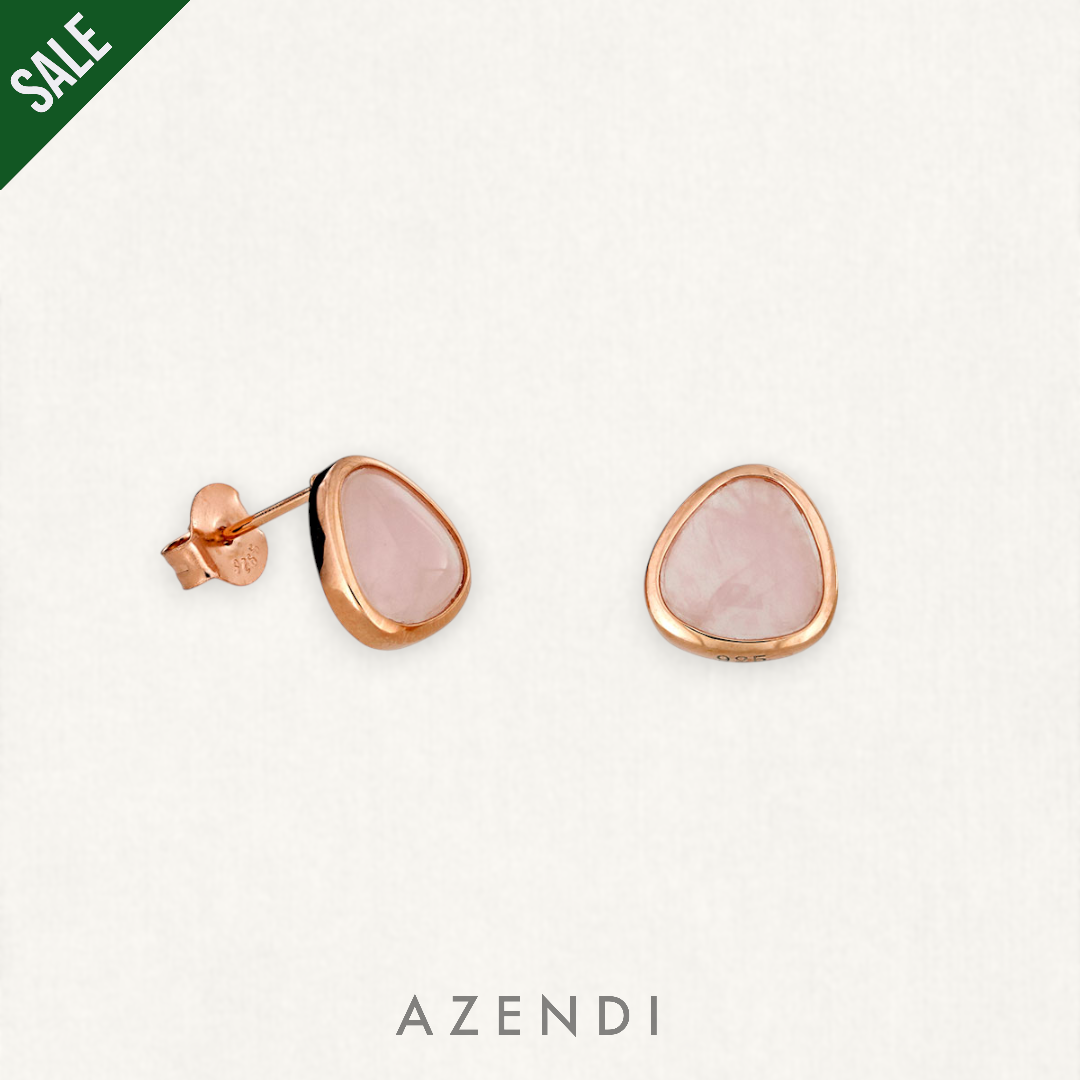 Rose Quartz &amp; Rose Gold Vermeil Stud Earrings