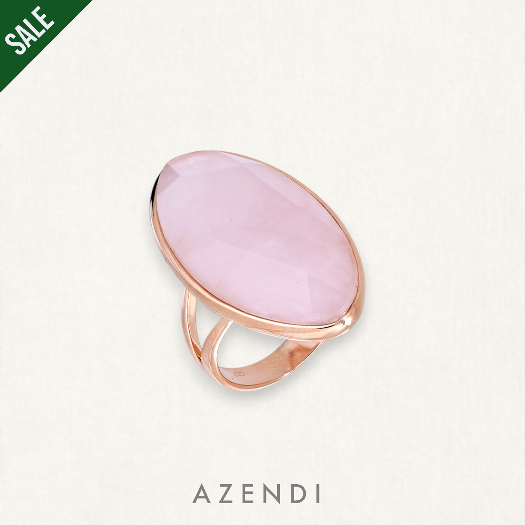 Rose Quartz &amp; Rose Gold Vermeil Stone Ring