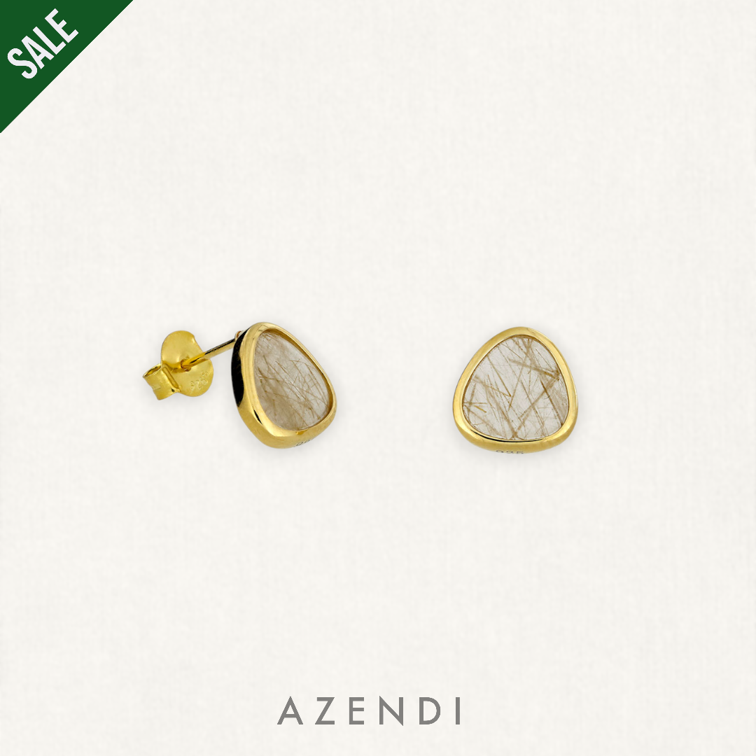 Golden Rutile Yellow Gold Vermeil Stud Earrings