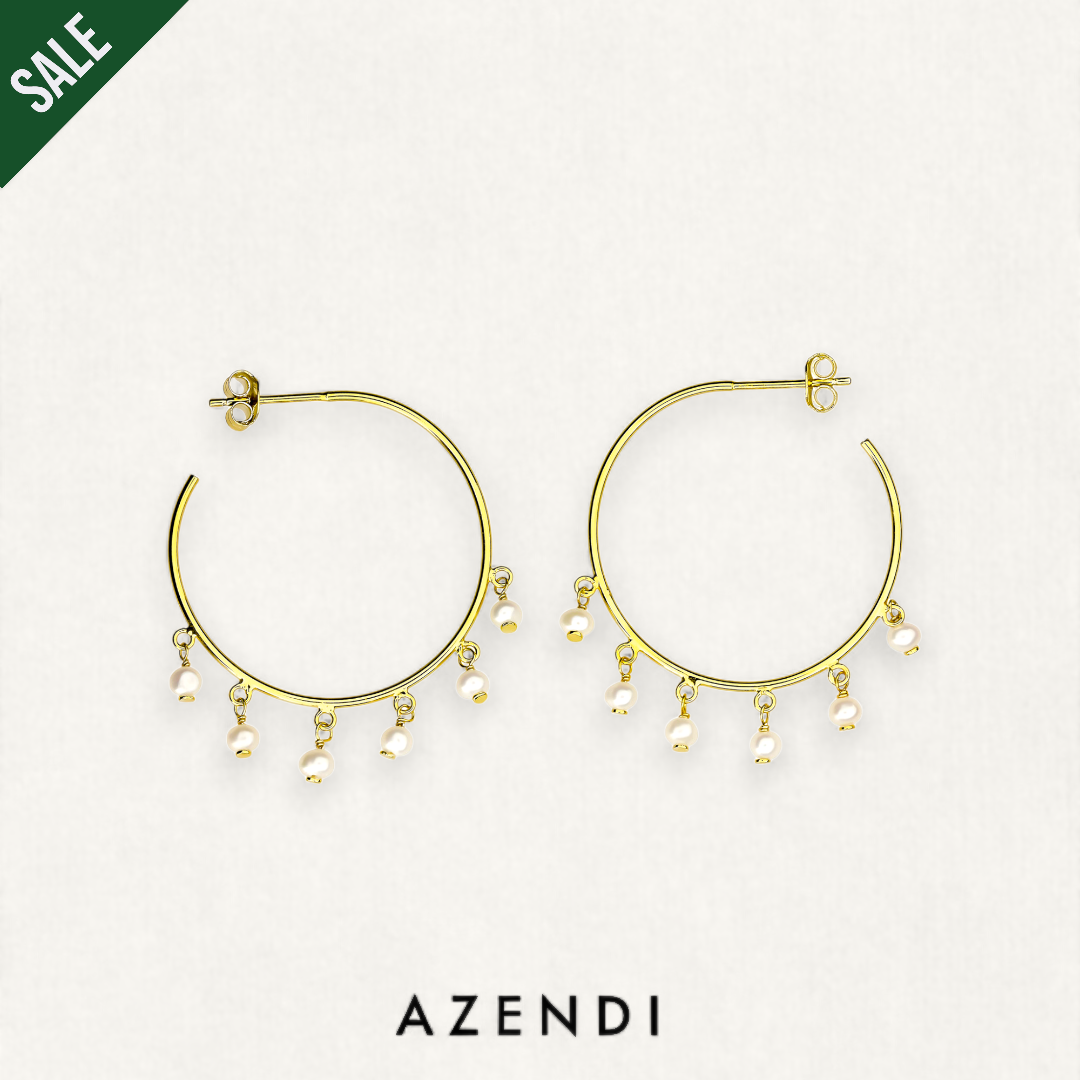 Tribeca Dangling Pearl Hoop Earrings