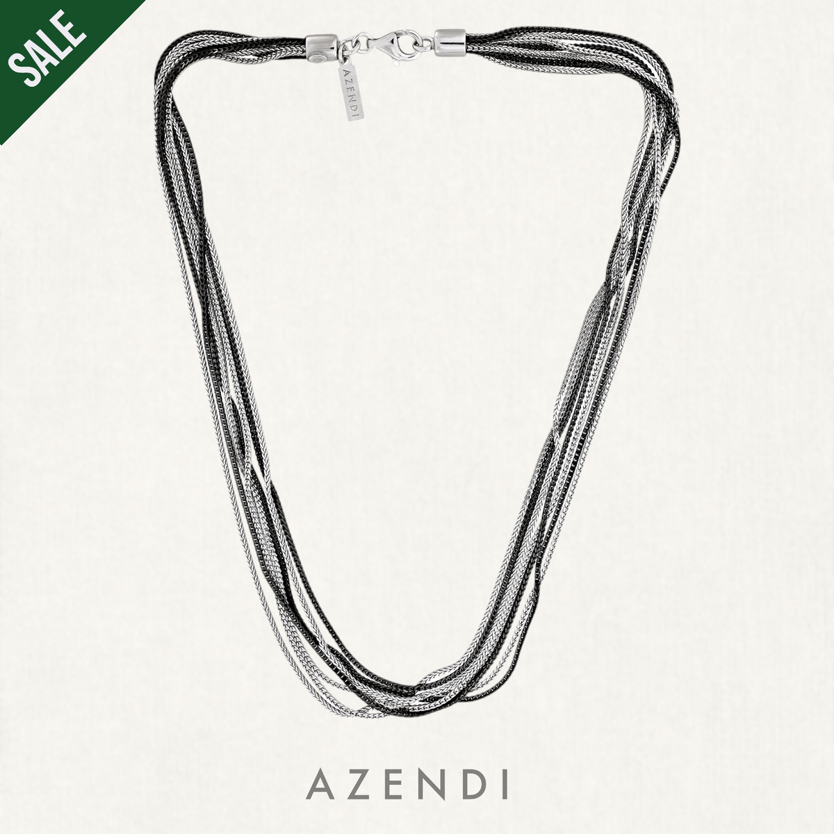 Multiple Chains Necklace in Silver &amp; Black Rhodium