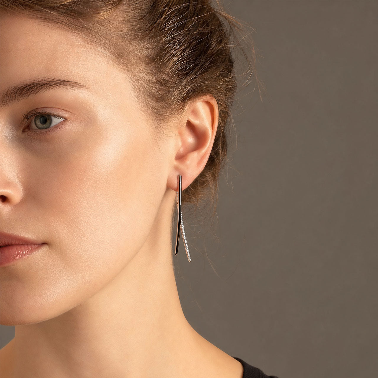 Balanced Double Curl Earrings - With Pavé