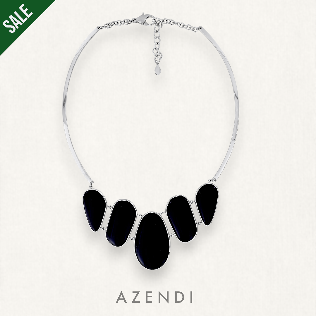 Black Agate and SIlver Avalon Statement Necklace