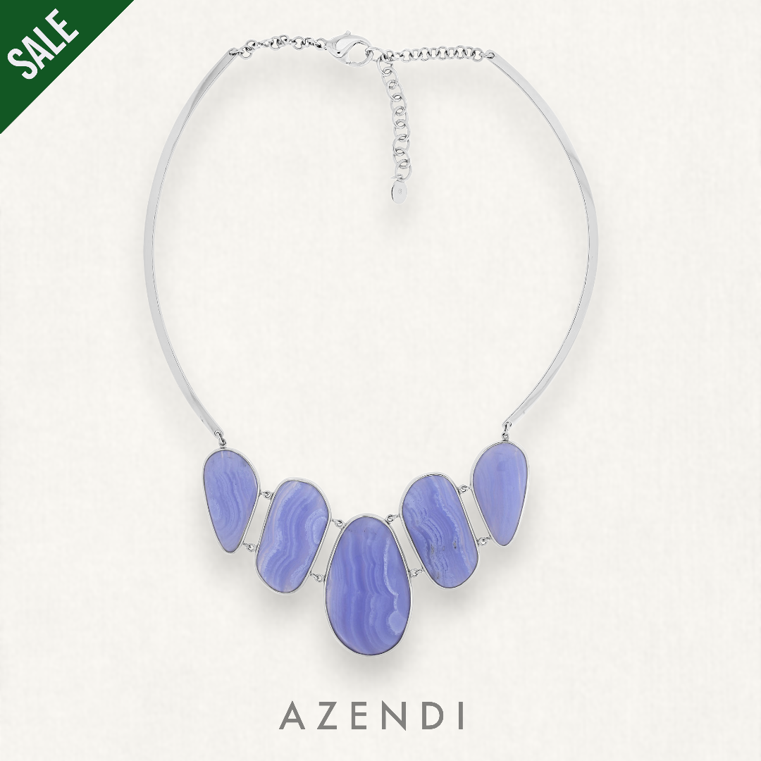 Blue Agate and Silver Avalon Statement Necklace