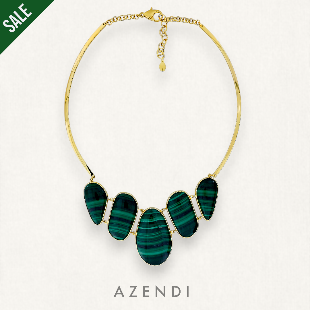 Yellow Gold Vermeil Malachite Avalon Statement Necklace