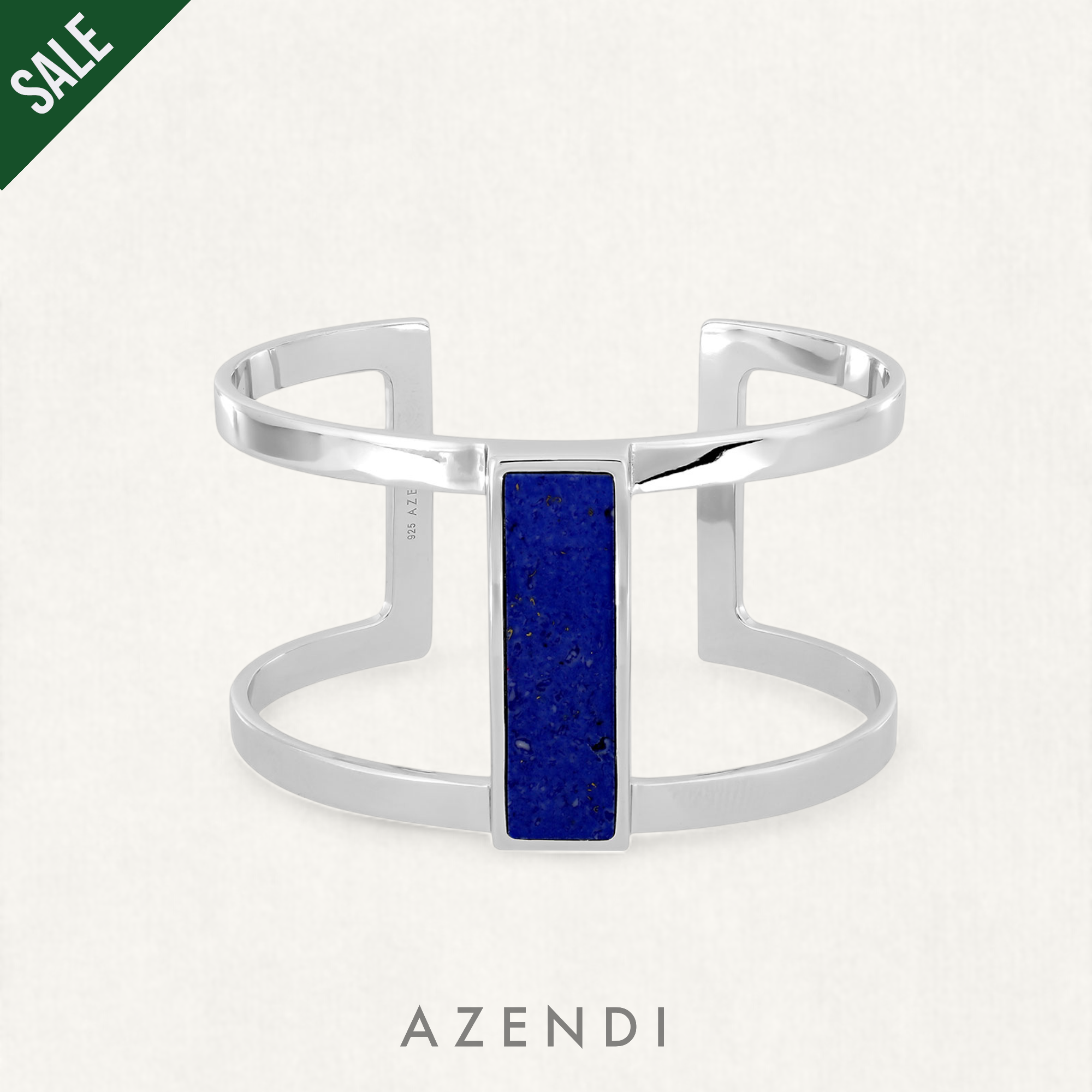 Horizon Silver Statement Cuff in Blue Howlite