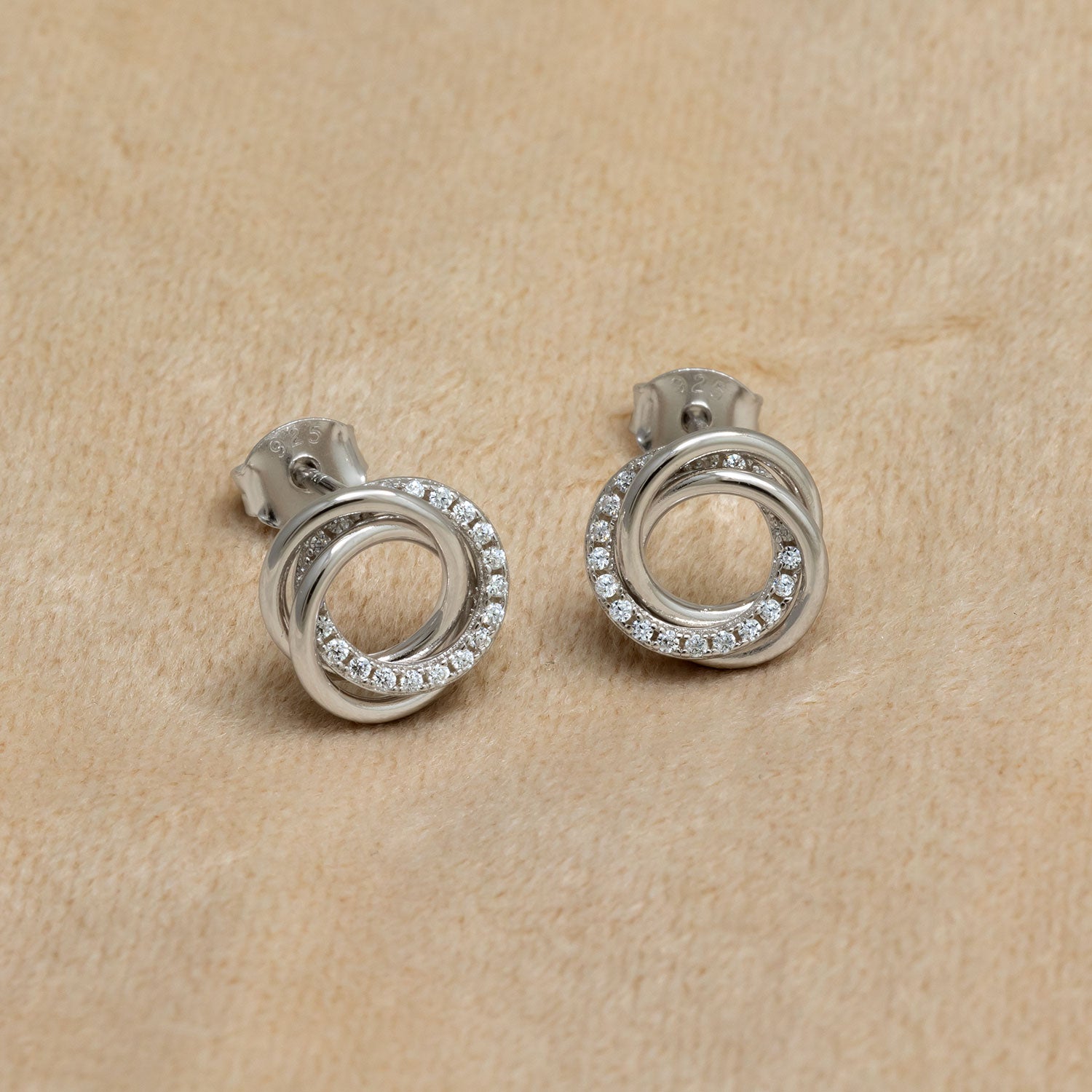 Entangled Love Knot Stud Earring with Pavé