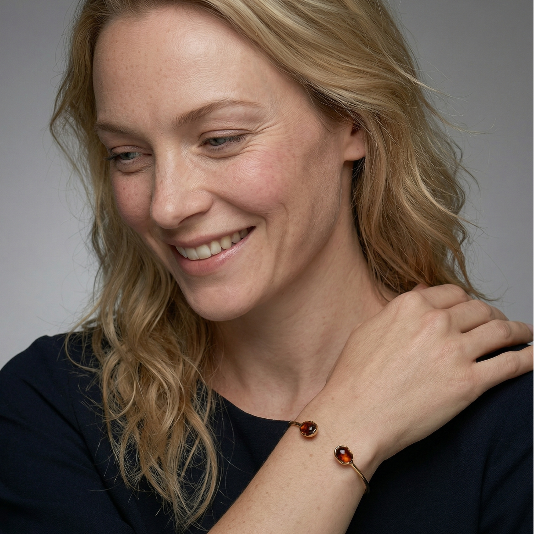 Northern Lights Baltic Amber Cuff in Yellow Gold Vermeil
