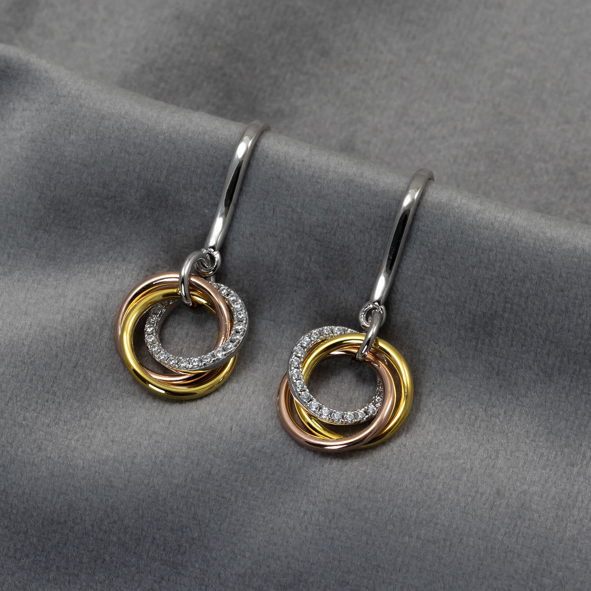 Entangled Mixed Vermeil Love Knot Simple Drop Earring - With Pavé