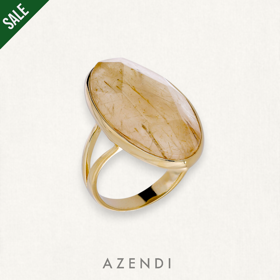 Golden Rutile Quartz &amp; Yellow Gold Vermeil Ring