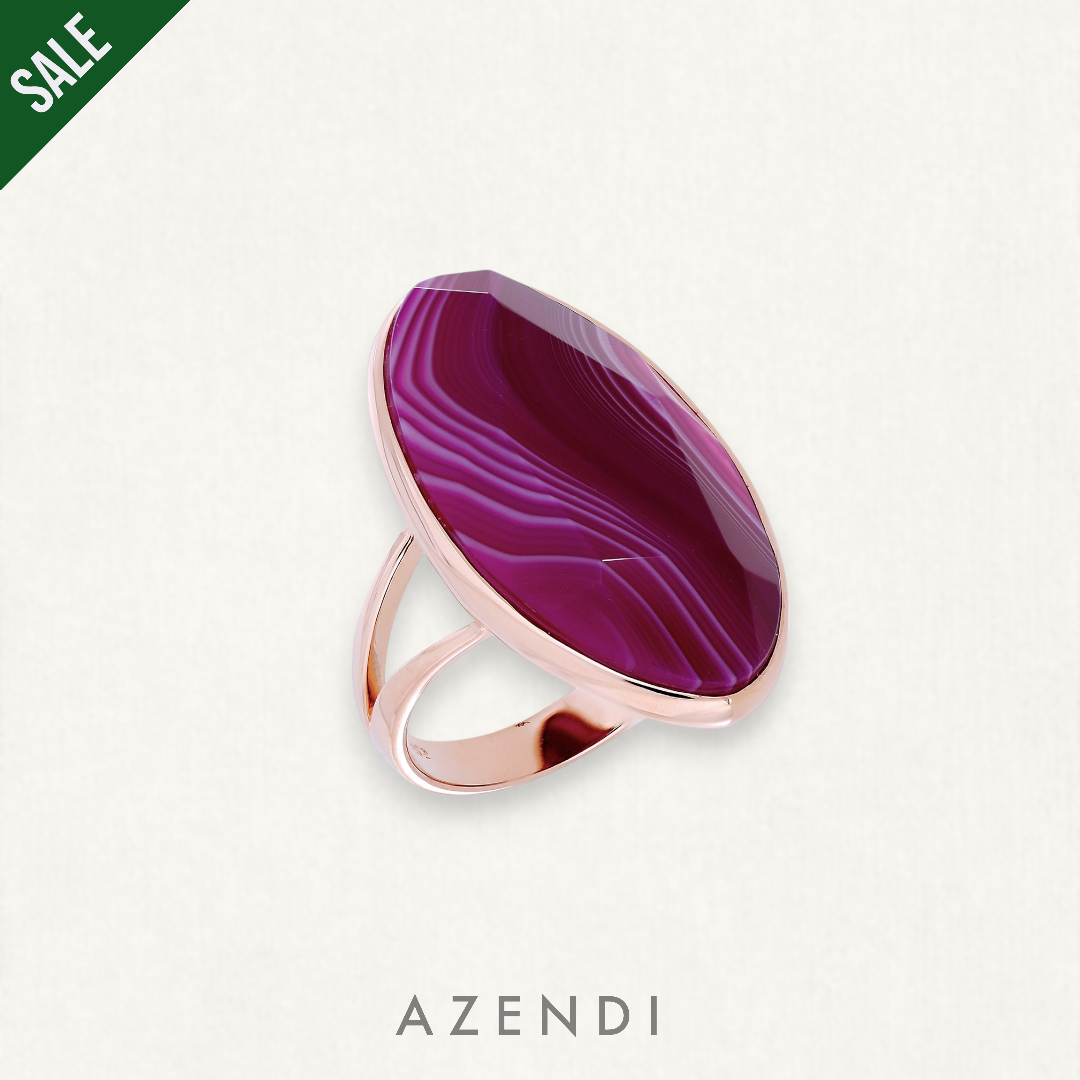 Pink Agate &amp; 18ct Rose Vermeil Ring