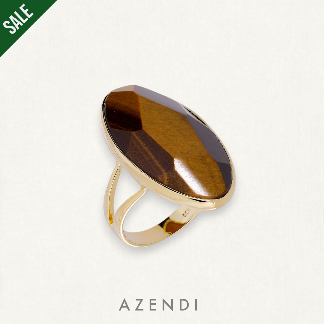 Tiger&#39;s Eye &amp; Yellow Gold Vermeil Ring