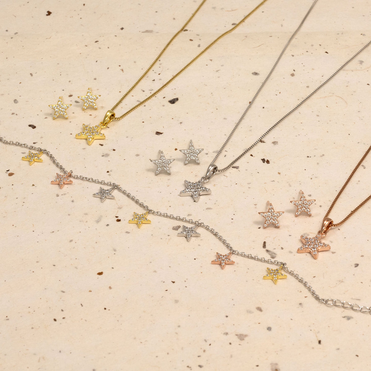 Little Pavé Star Stud Earrings - Rose Gold Vermeil