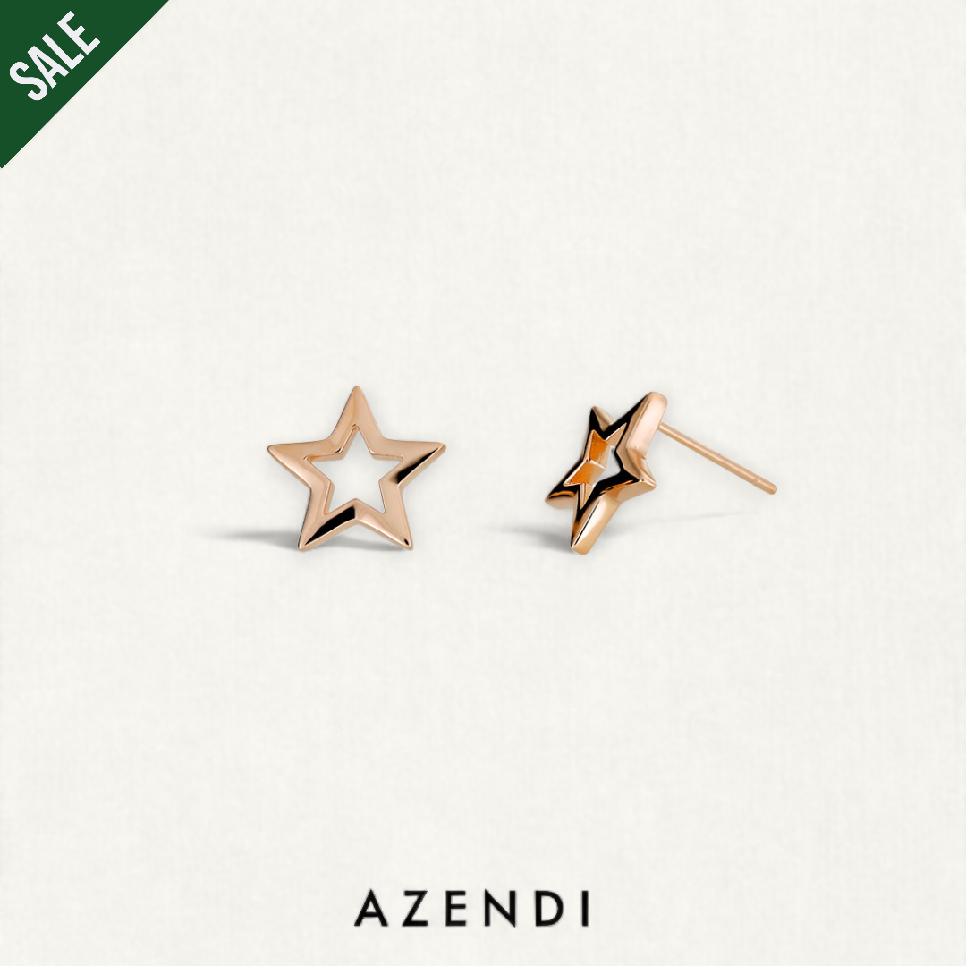 Open Star Stud Earrings - Rose Gold Vermeil