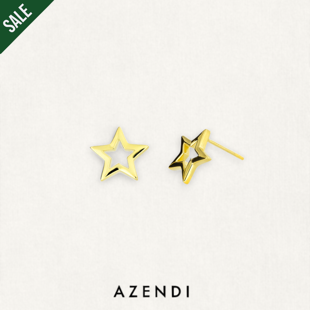 Open Star Stud Earrings - Yellow Gold Vermeil