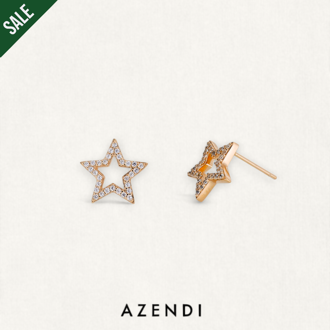 Pavé Open Star Stud Earrings - Rose Gold Vermeil