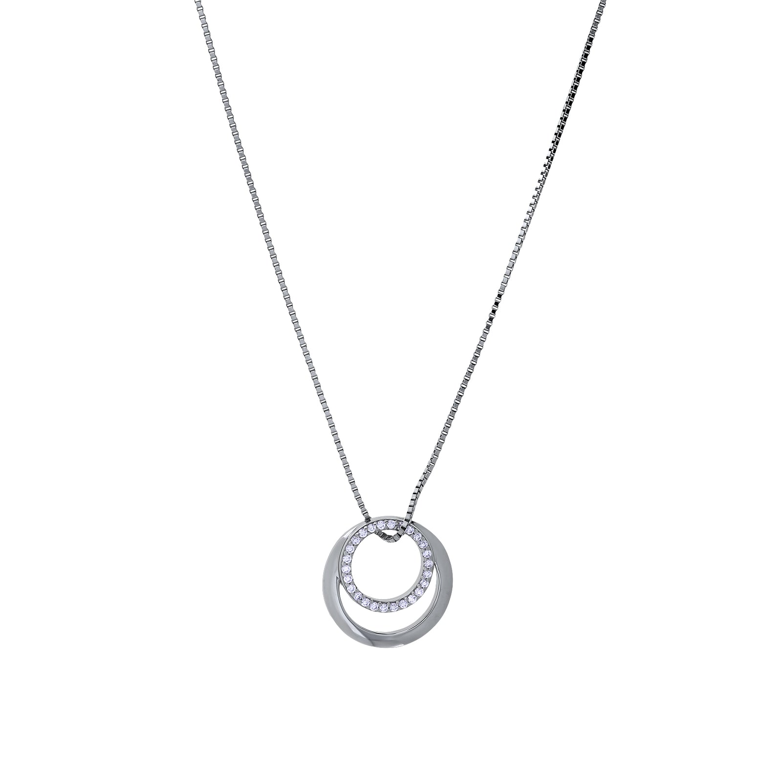 Silver Pavé Circles Pendant