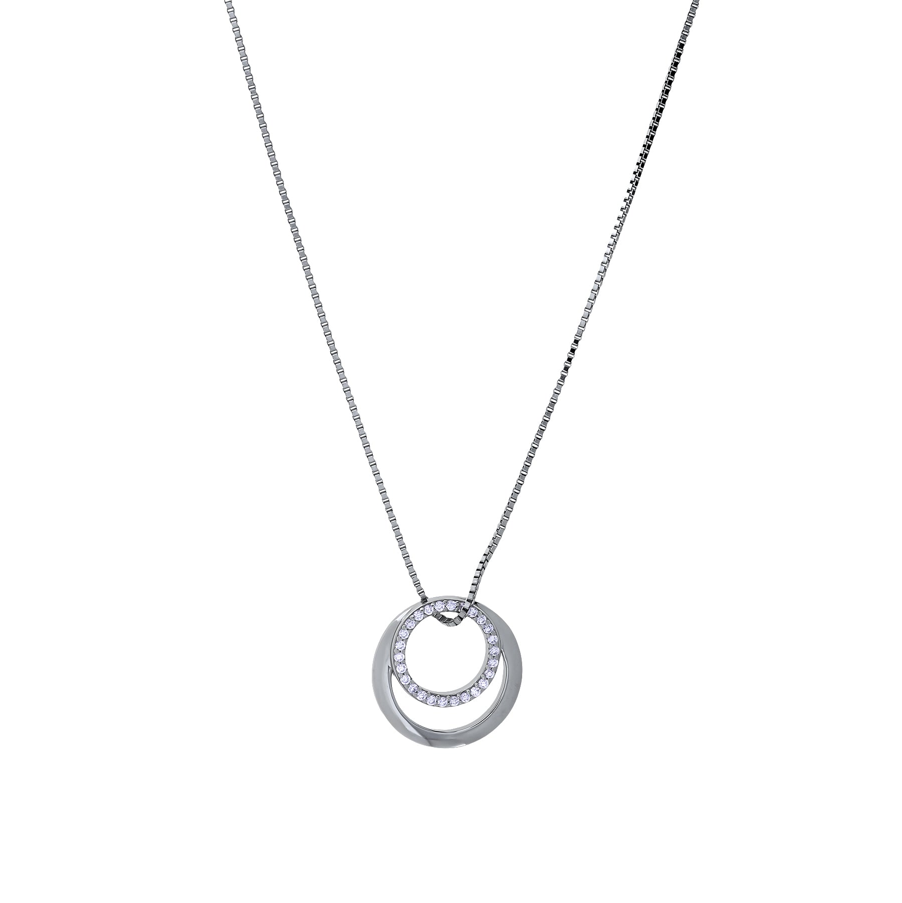 Silver Pavé Circles Pendant