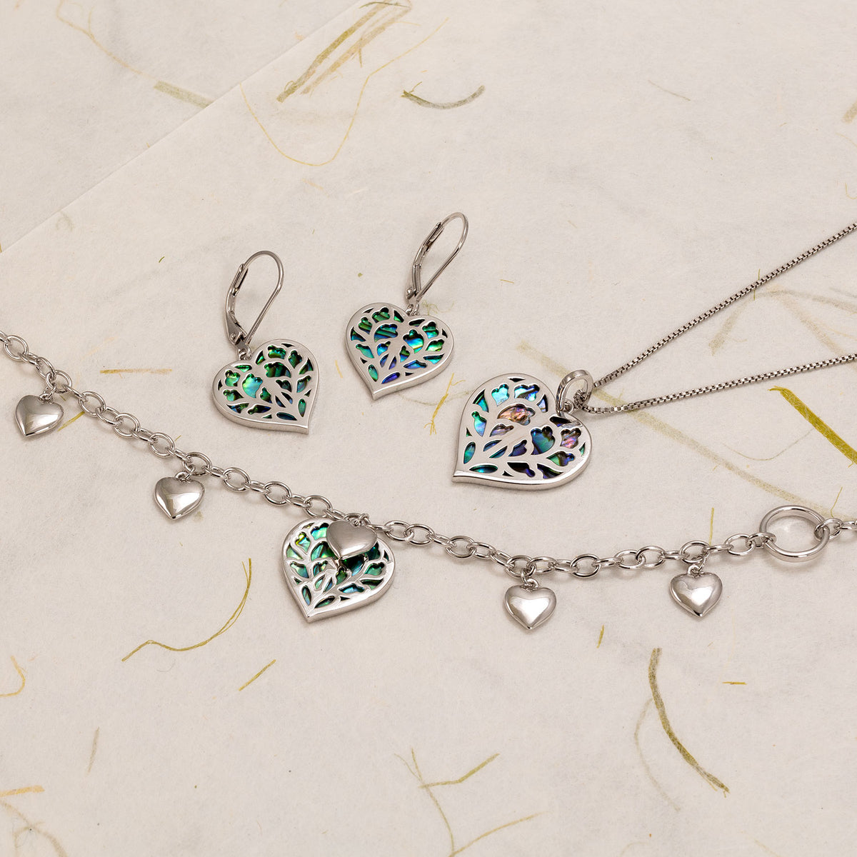 Silver Heart of Yorkshire Abalone Earrings