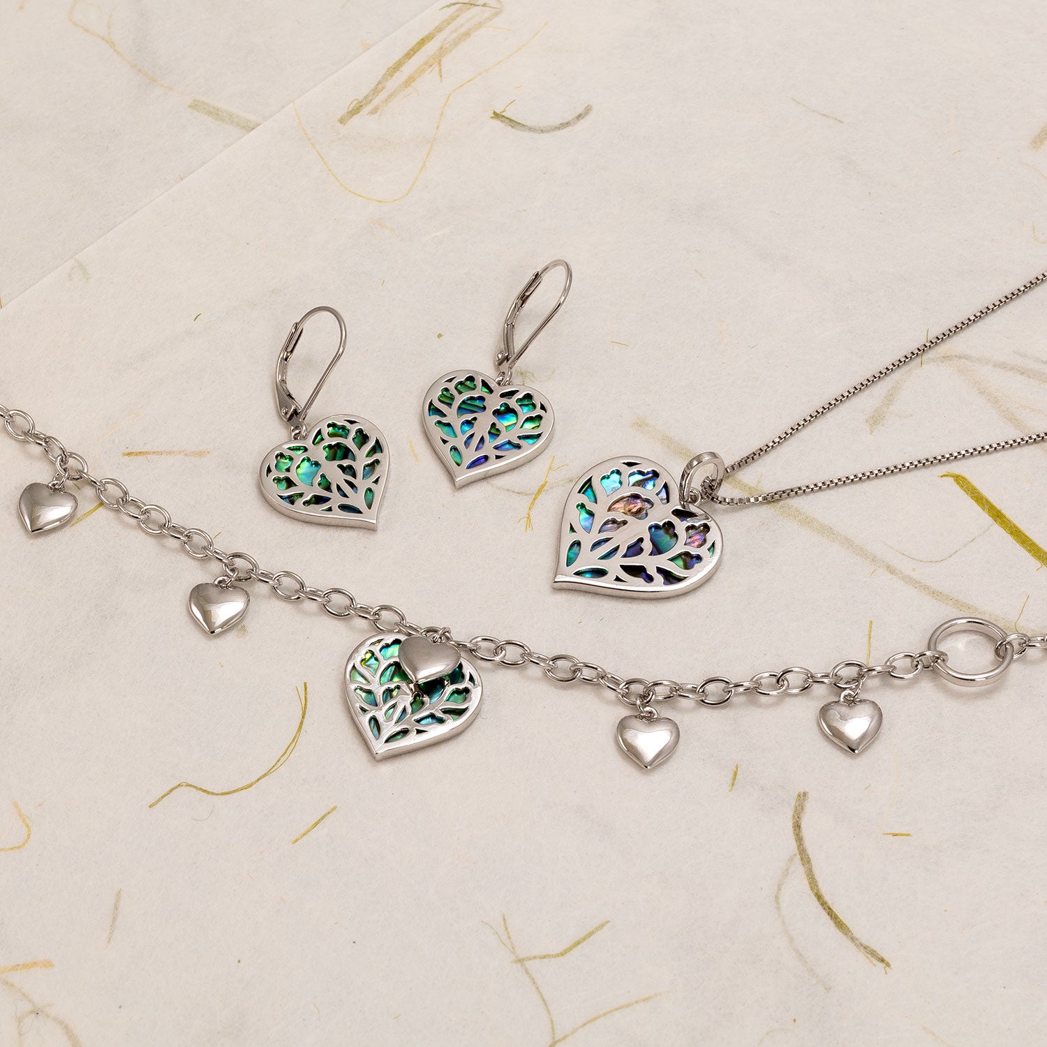 Silver Heart of Yorkshire Abalone Earrings