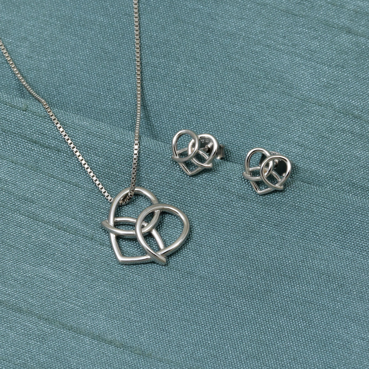 Silver Celtic Trinity Heart Studs