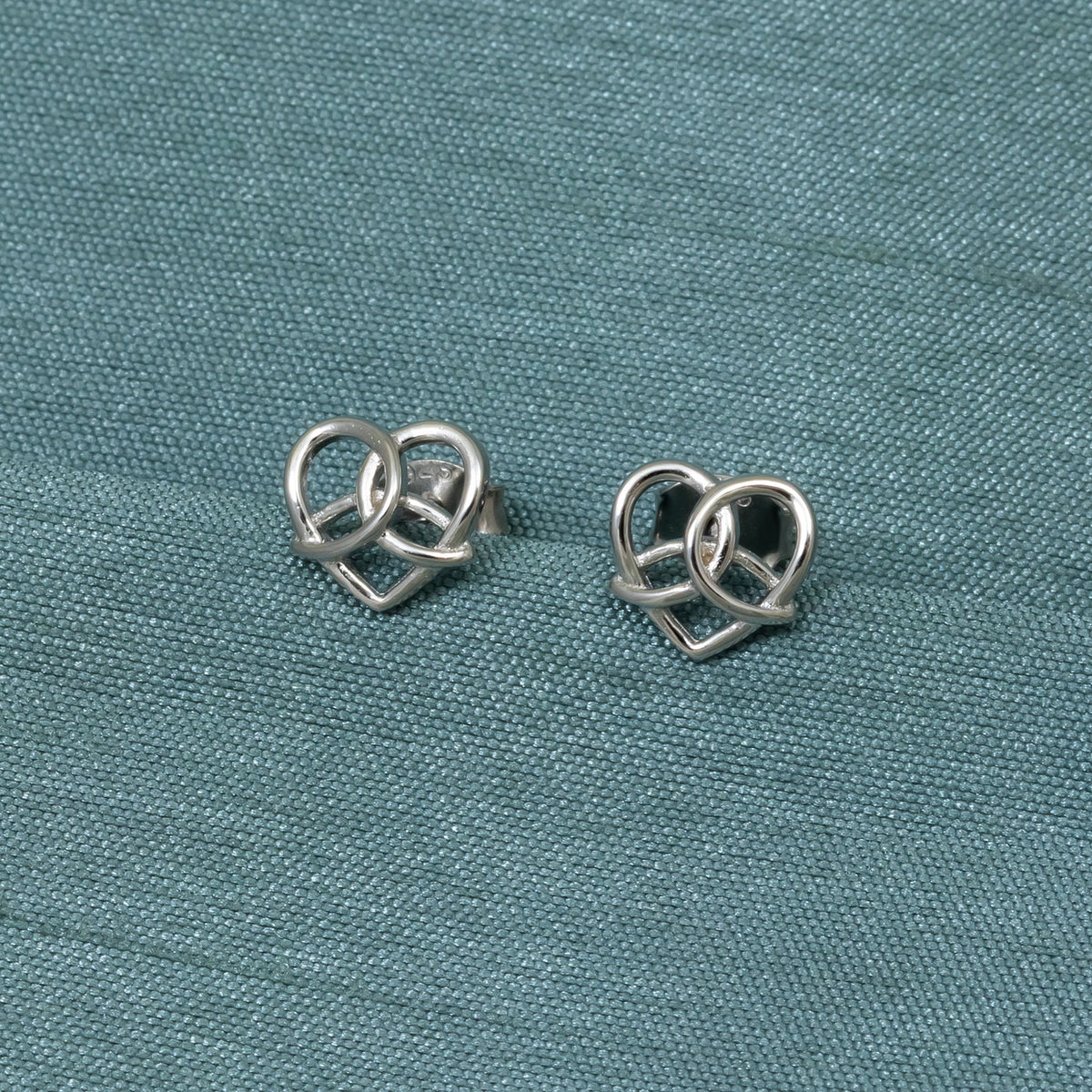 Silver Celtic Trinity Heart Studs
