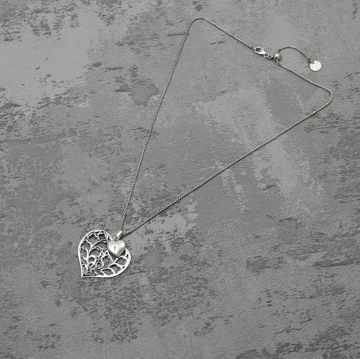 Silver Heart of Yorkshire Double Pendant with Diamond