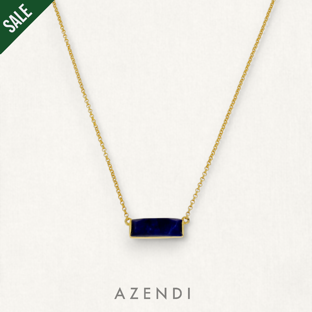 Yellow Gold Vermeil Slim Sodalite Necklace