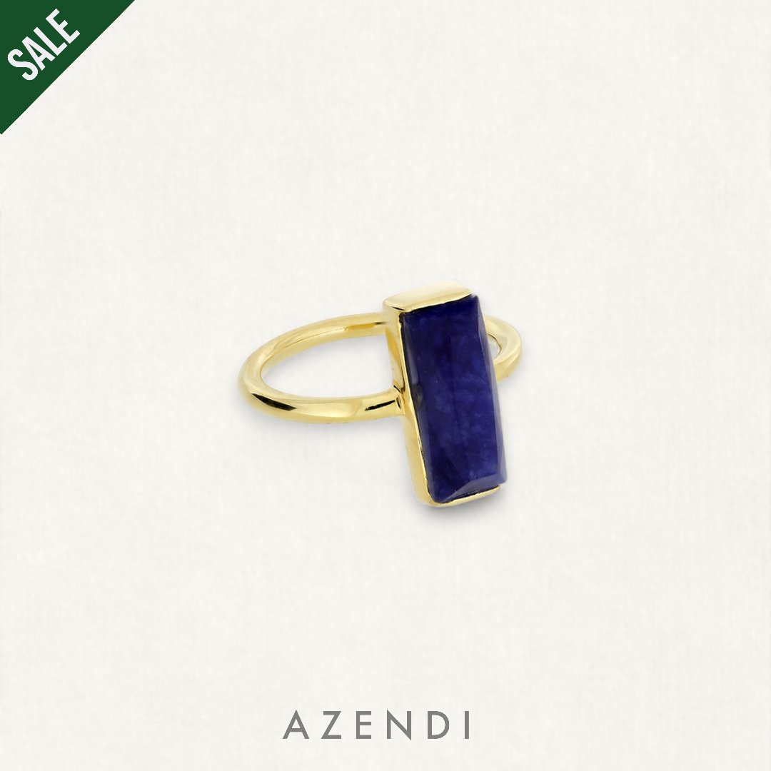 Yellow Gold Vermeil Sodalite Rectangle Ring