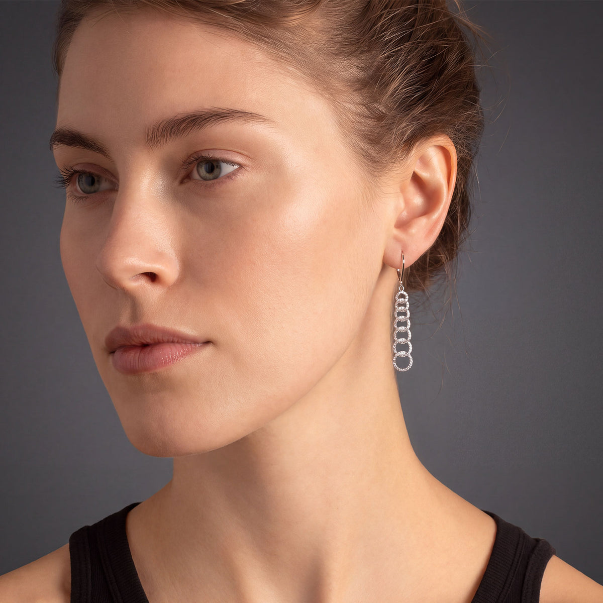 Pavé Seven Interlocking Circles Drop Earrings