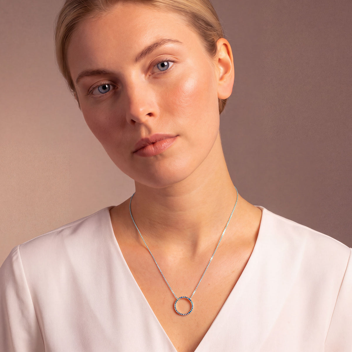 Pavé Rainbow Open Circle Necklace