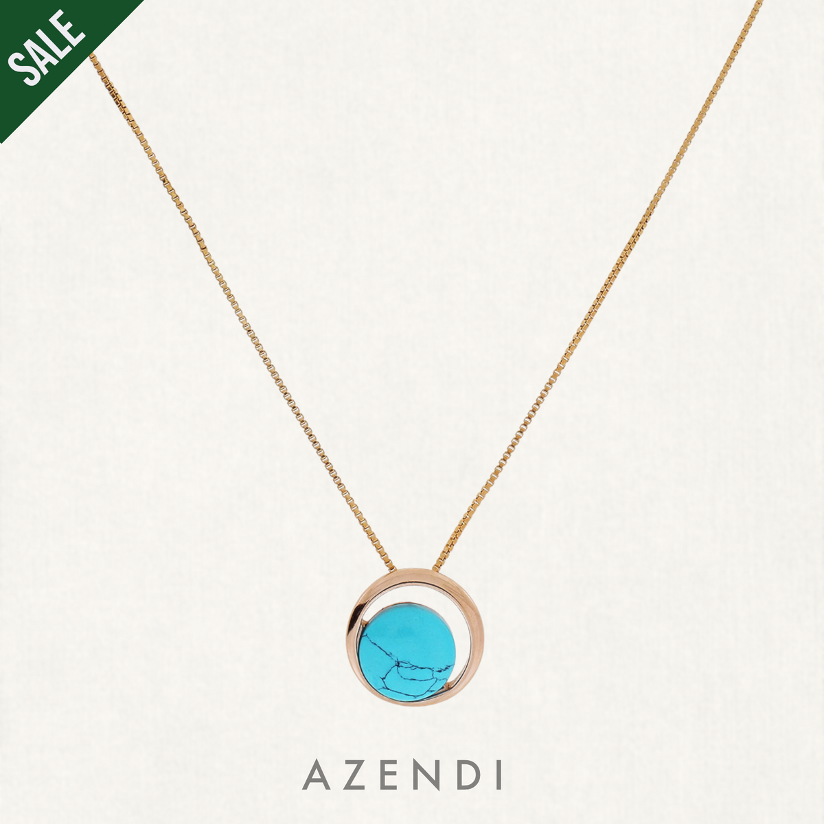 Rose Gold Vermeil &amp; Turquoise Circle Pendant