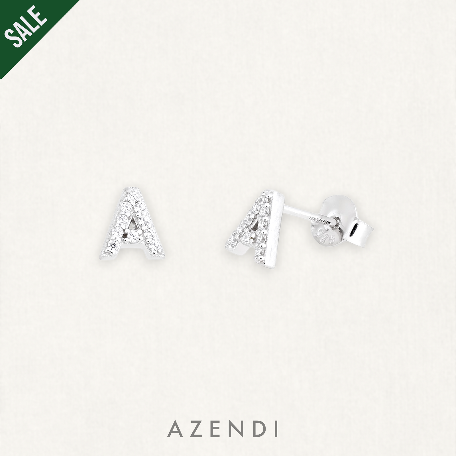 Mini Letter Stud Earrings with Pavé