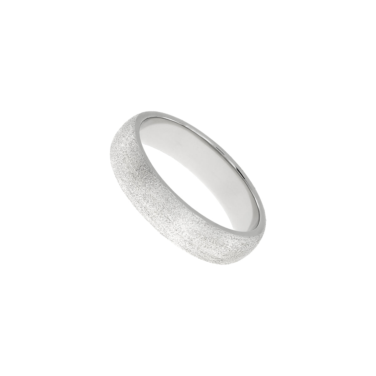 Sterling silver ring featuring a satin finish that creates a subtle textured effect, highlighting refined elegance in contemporary silver jewellery design.
