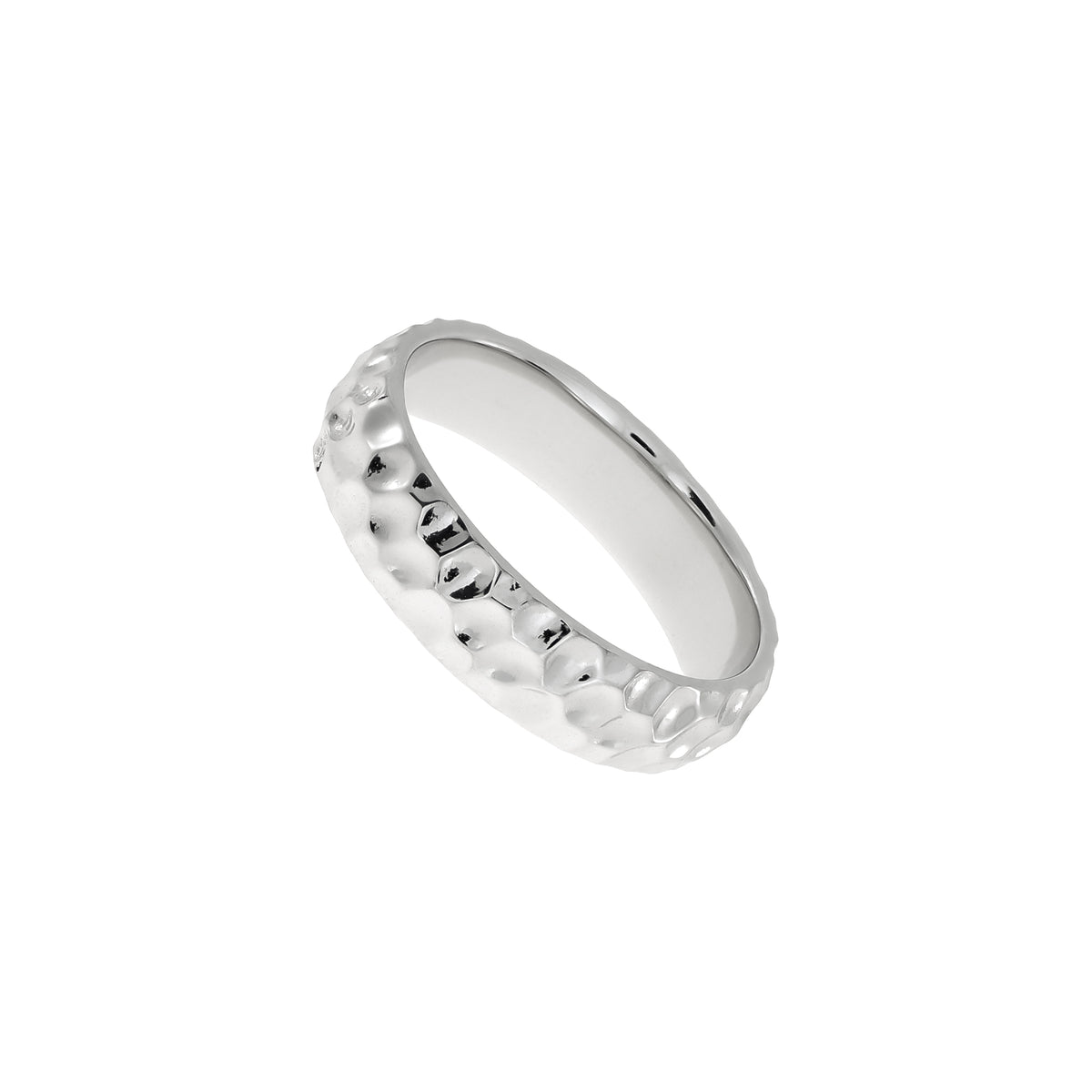 Sterling silver ring featuring a textured honeycomb pattern with a polished finish, showcasing a sculptural and contemporary design by Azendi.